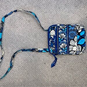 Vera Bradley Blue Floral Crossbody with White Accents